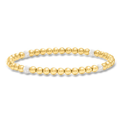 4-4.5mm Cultured Pearl and 18kt Gold Vermeil Bead Stretch Bracelet