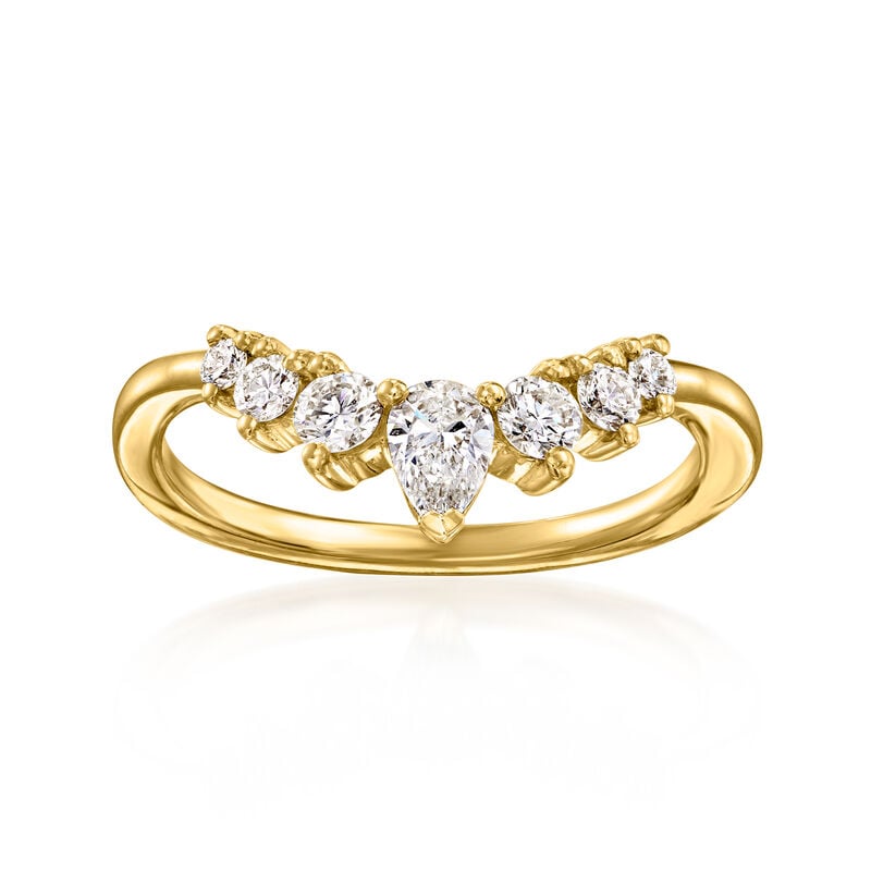 Gabriel & Co. .49 ct. t.w. Diamond Curved Ring in 14kt Yellow Gold image number 0