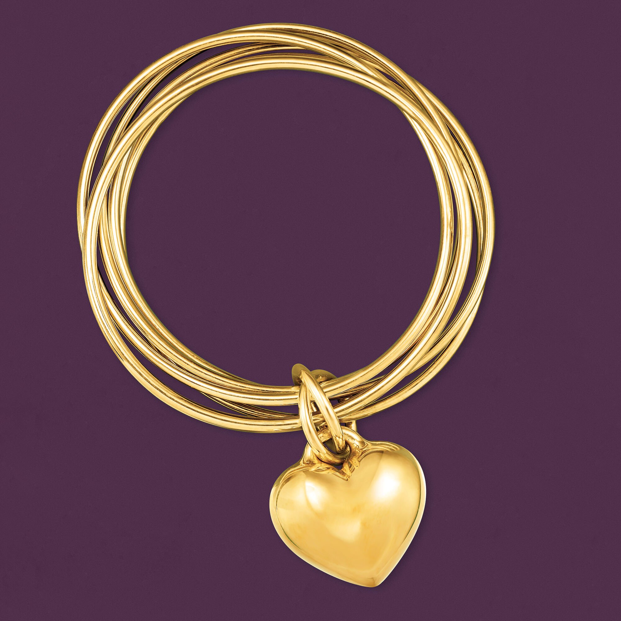 Italian Andiamo 14kt Yellow Gold Over Resin Heart Charm Multi