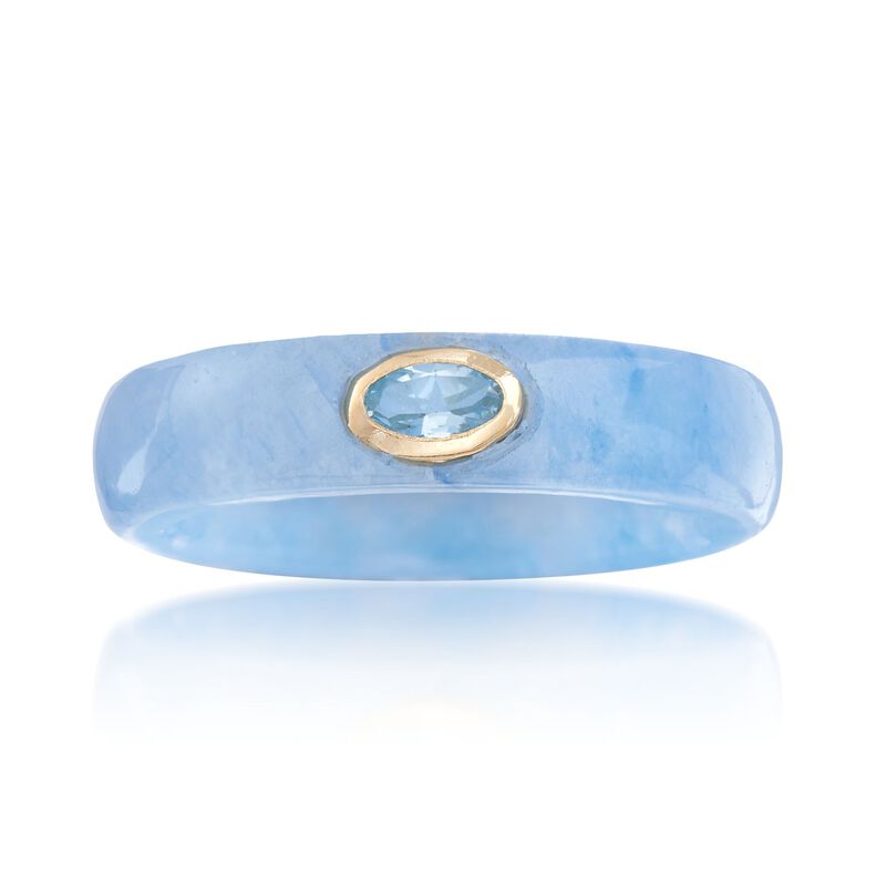 Multicolored Jade and Multi-Stone Jewelry Set: Seven Bands with Diamond-Accented 14kt Gold Ring Jacket image number 9