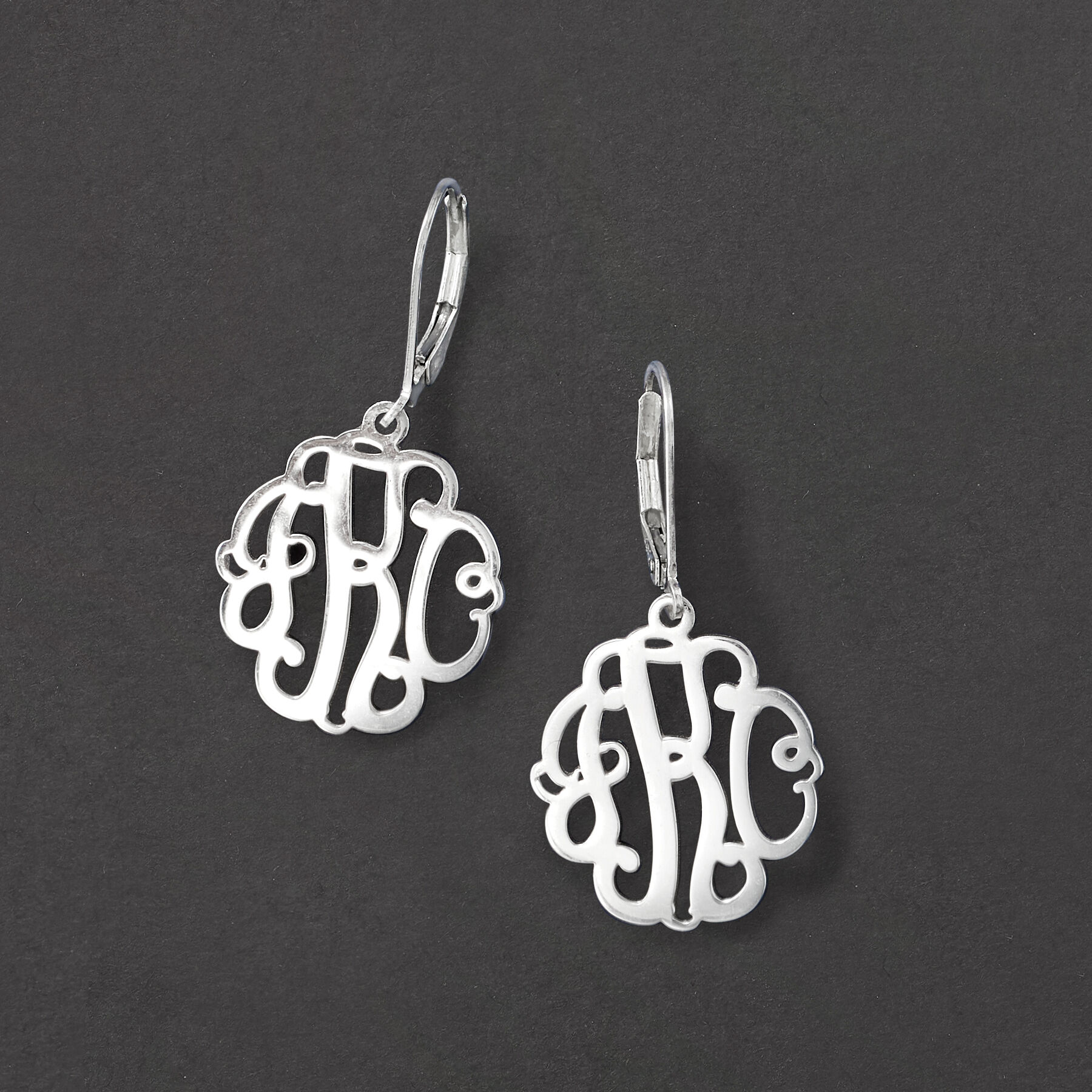 Sterling Silver Personalized Monogram Drop Earrings