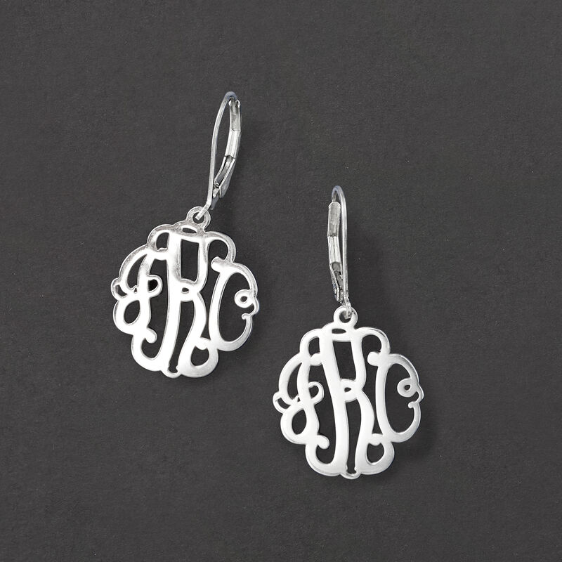 Sterling Silver Personalized Monogram Drop Earrings  image number 4