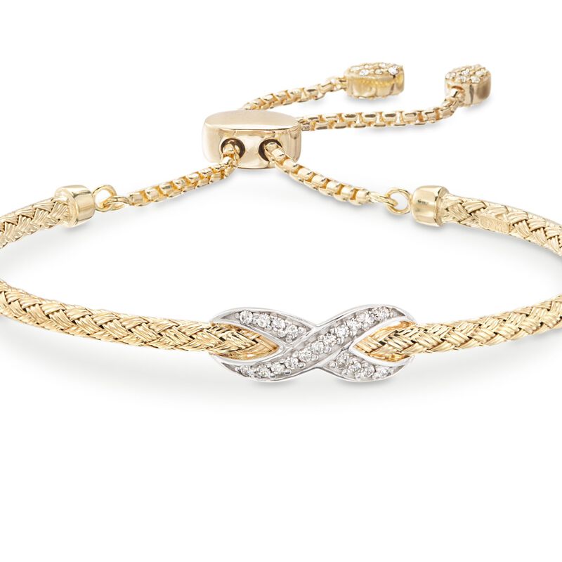 Charles Garnier &quot;Infinity&quot; .50 ct. t.w. CZ Bolo Bracelet in Two-Tone Sterling Silver. 7&quot; image number 3