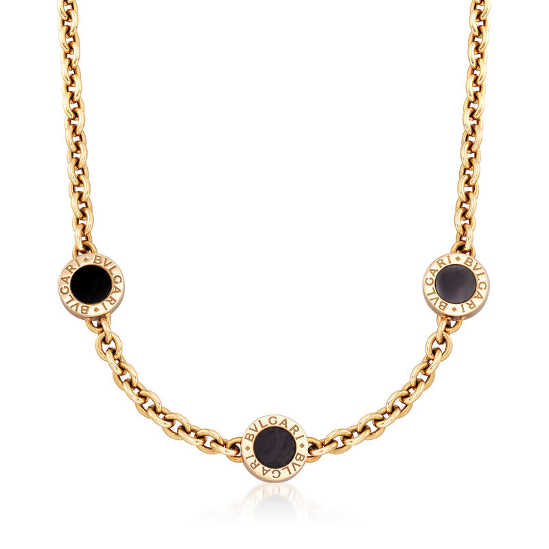 C. 1990 Vintage Bulgari Black Onyx 18kt Yellow Gold Necklace. 15.5&quot; image number 1