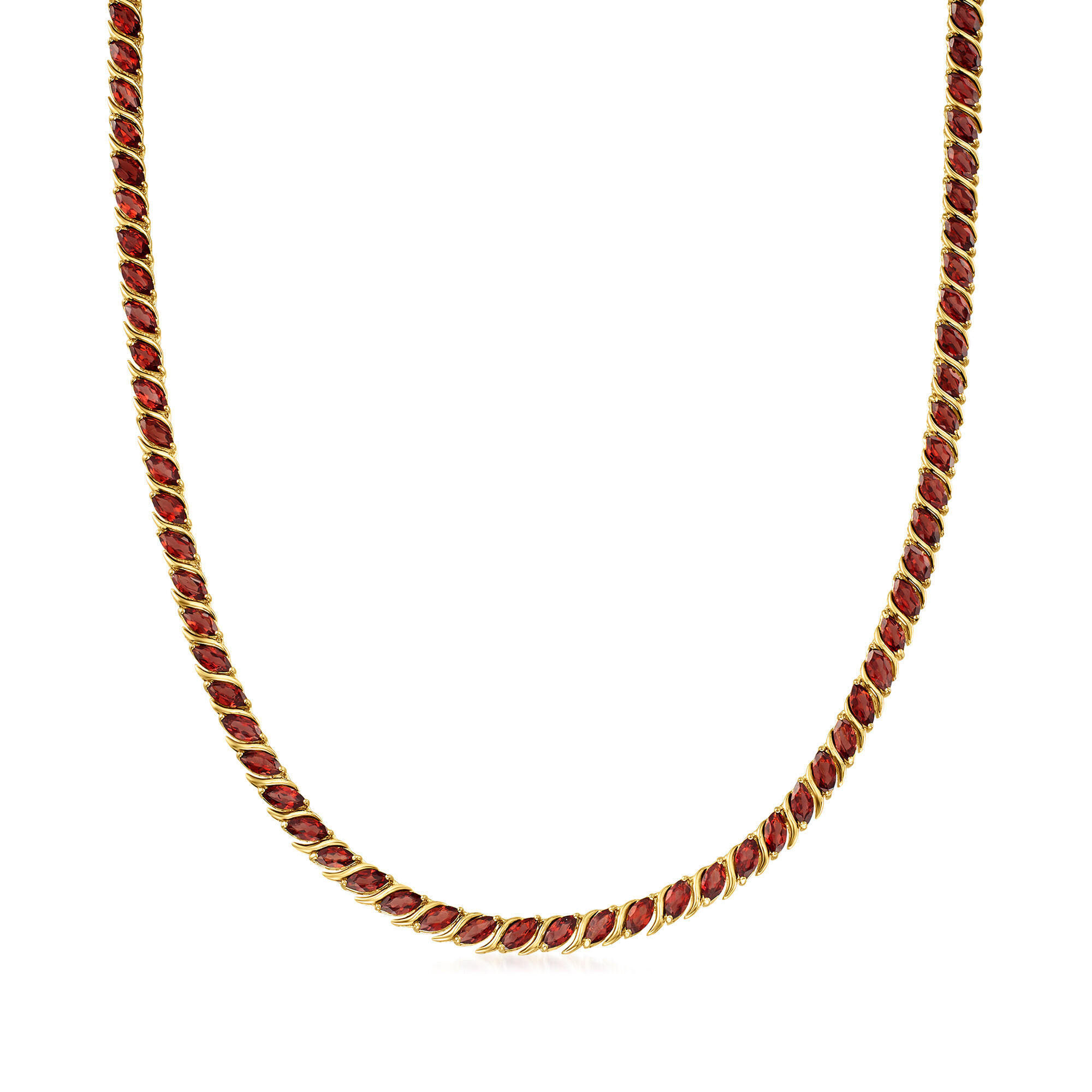 20.00 ct. t.w. Garnet Tennis Necklace in 18kt Yellow Gold Over