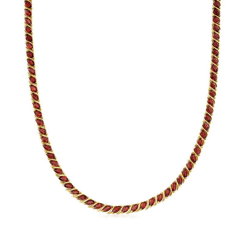 20.00 ct. t.w. Garnet Tennis Necklace in 18kt Yellow Gold Over Sterling Silver image number 0