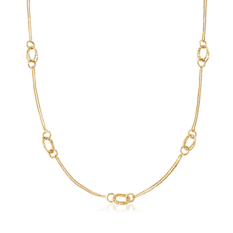 Italian 18kt Yellow Gold Round and Oval-Link Station Necklace image number 0