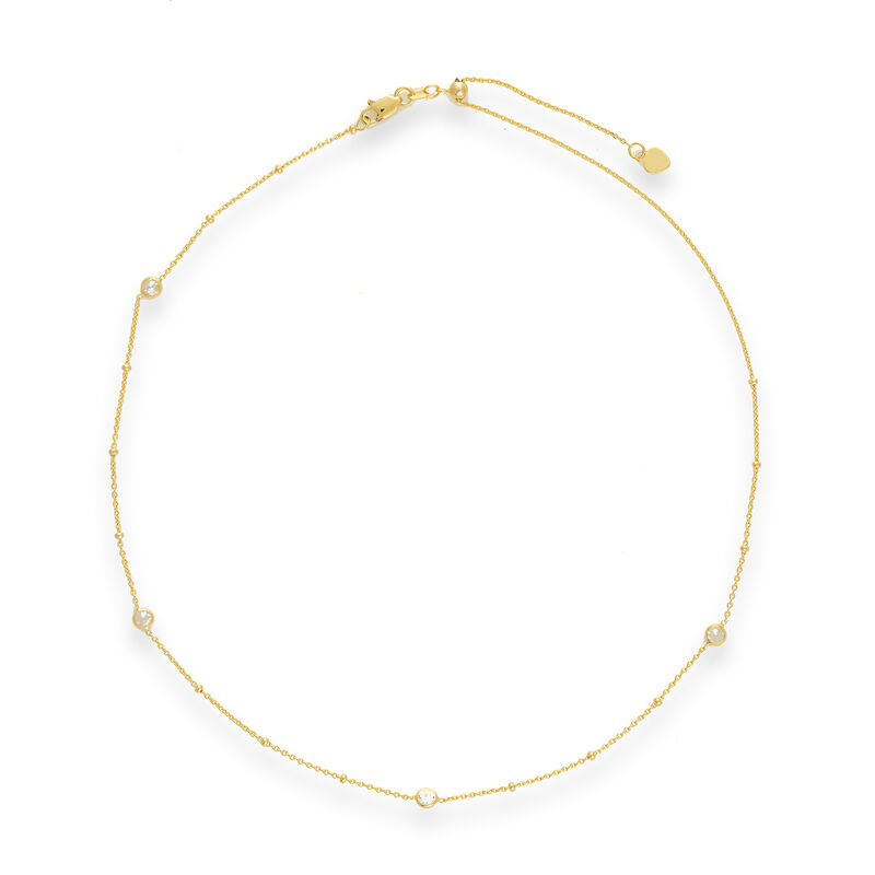 .96 ct. t.w. CZ Four-Station Choker Necklace in 14kt Yellow Gold image number 0