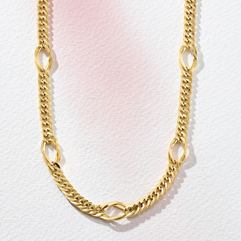 14kt Yellow Gold Geometric Oval-Link Necklace image number 6