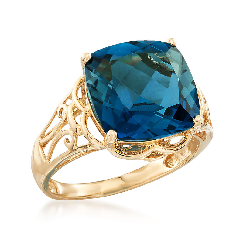 8.00 Carat London Blue Topaz Ring in 14kt Yellow Gold image number 3