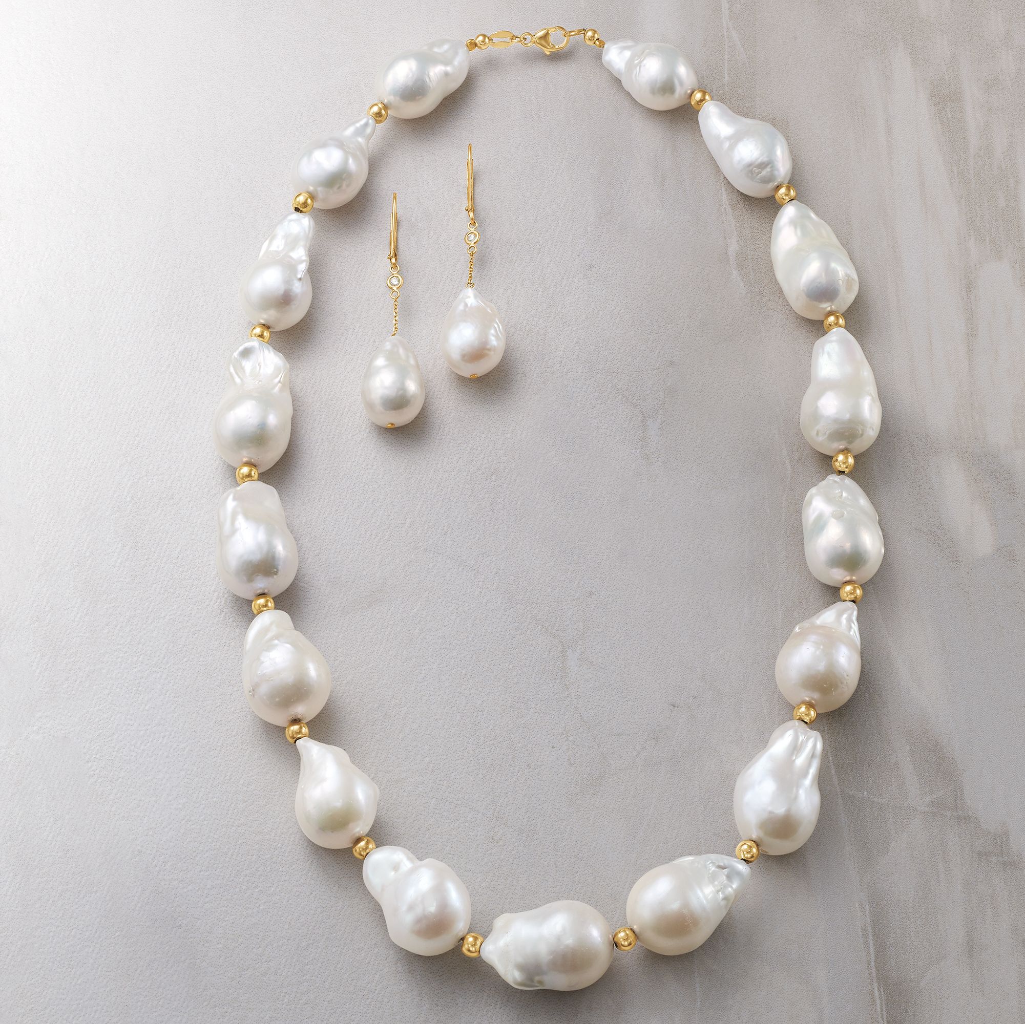 12-15mm Cultured Baroque Pearl Necklace with 14kt Yellow Gold