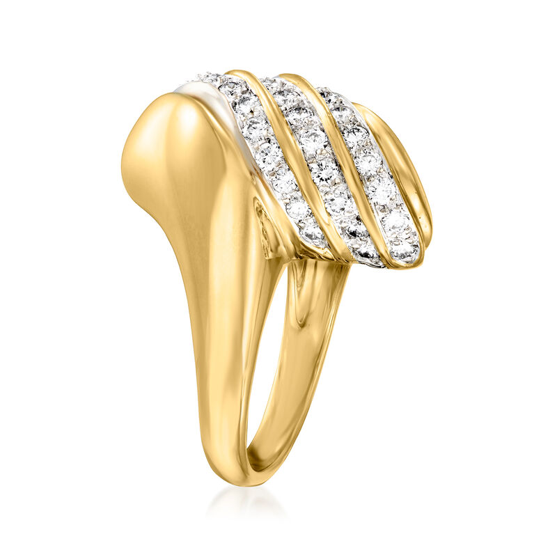C. 1980 Vintage .75 ct. t.w. Diamond Swirl Cocktail Ring in 18kt Yellow Gold. Size 7 image number 2