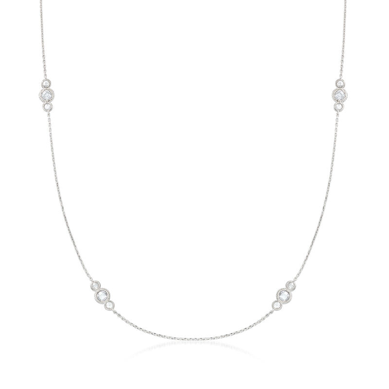 CZ Trio Cluster Station Necklace in Sterling Silver