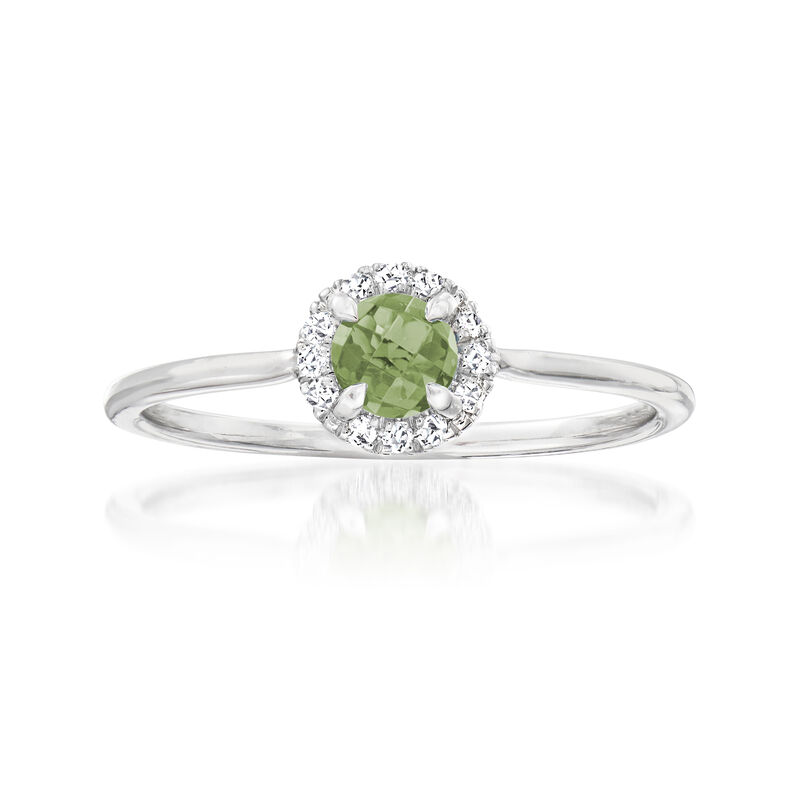 Gabriel Designs .29 Carat Peridot Halo Ring with Diamonds in 14kt White Gold image number 0