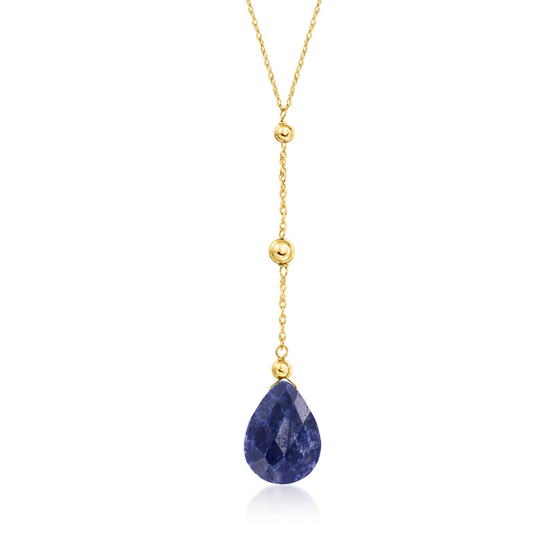 C. 2000 Vintage 6.00 Carat Blue Beryl Y-Necklace in 14kt Yellow Gold. 20" image number 0