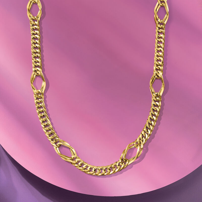 14kt Yellow Gold Geometric Oval-Link Necklace image number 5