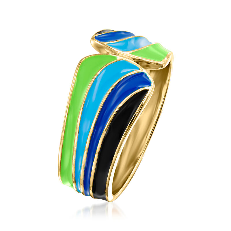 Multicolored Enamel Ring in 18kt Gold Over Sterling image number 2