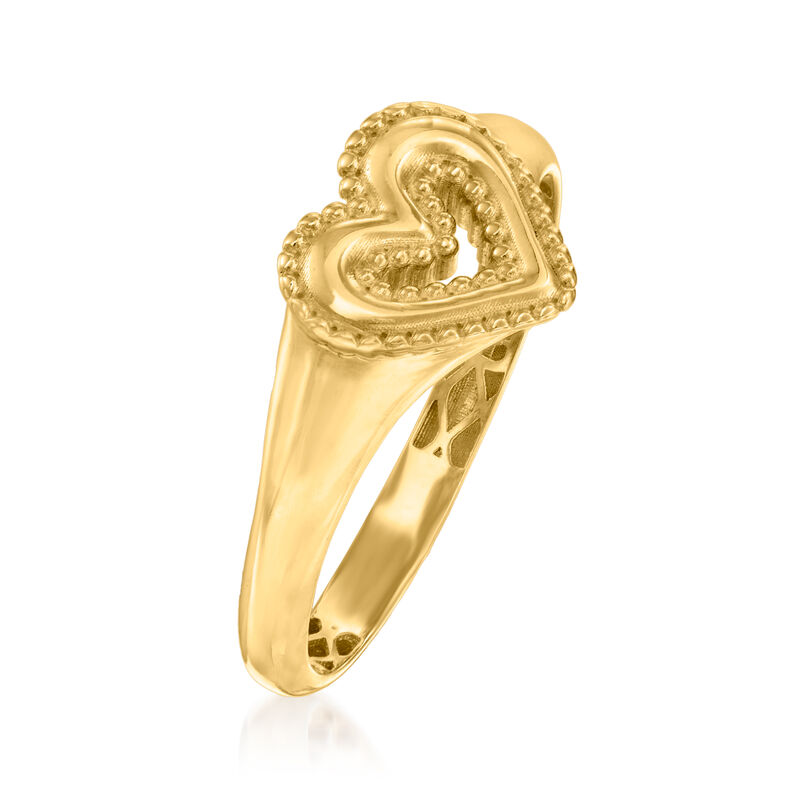 14kt Yellow Gold Beaded Heart Ring image number 2