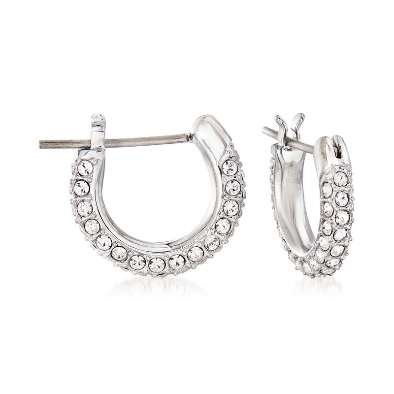 Swarovski Crystal Huggie Hoop Earrings in Silvertone image number 0
