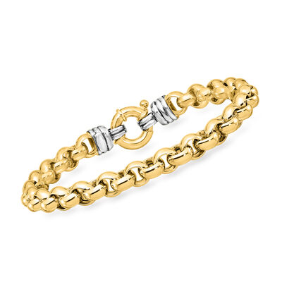 Italian 18kt Two-Tone Gold Rolo-Link Bracelet