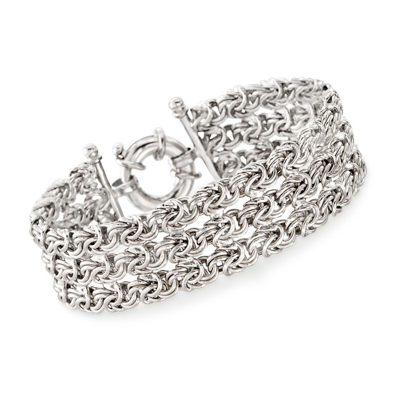 Italian Sterling Silver Three-Strand Byzantine Bracelet image number 0