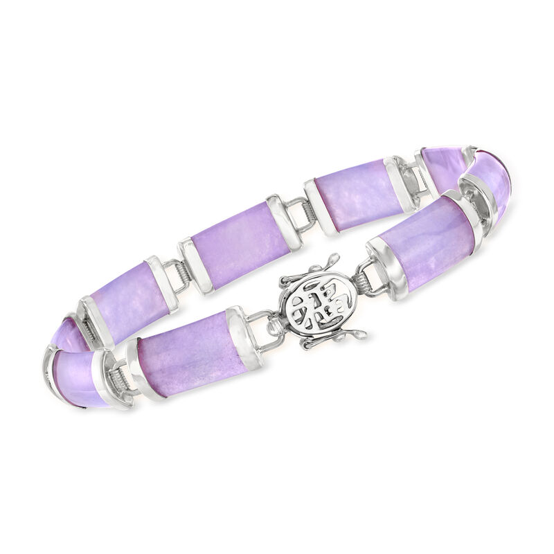 Lavender Jade &quot;Good Fortune&quot; Bracelet in Sterling Silver image number 0