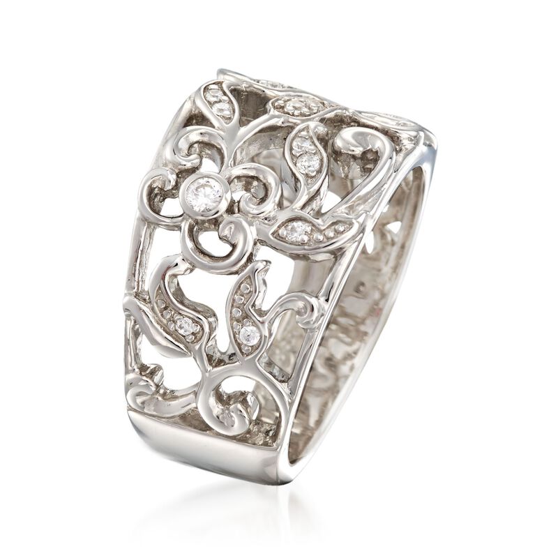 Belle Etoile &quot;Empress&quot; .20 ct. t.w. CZ Ring in Sterling Silver image number 2
