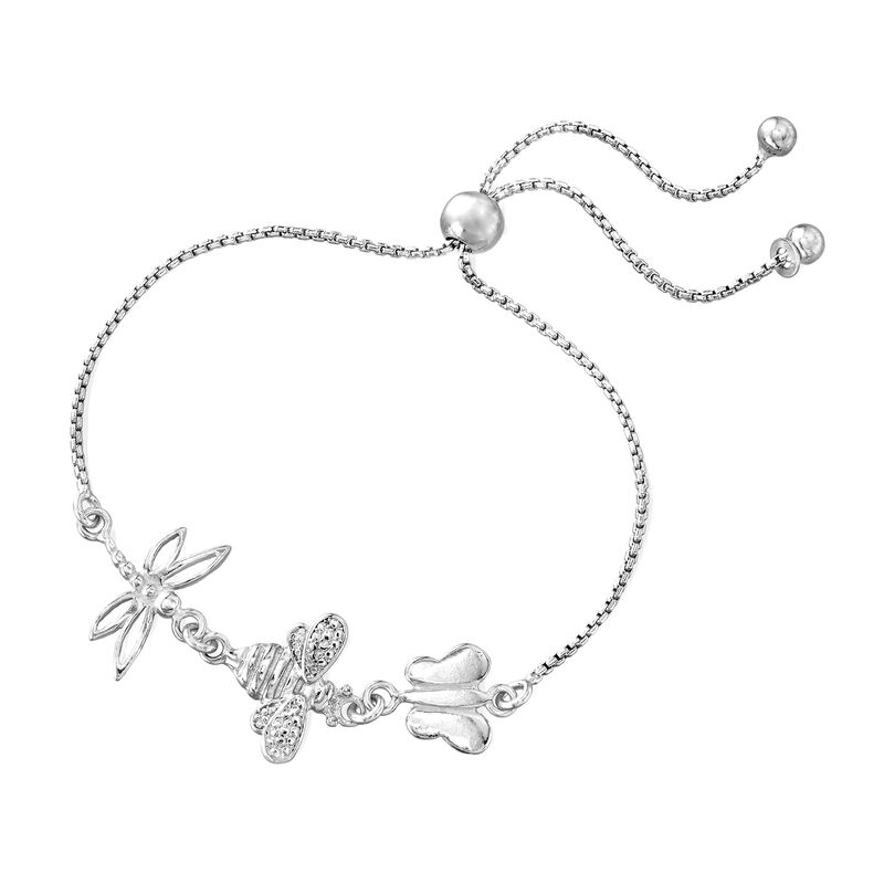 Italian Sterling Silver Butterfly, Bee and Dragonfly Bolo Bracelet image number 2