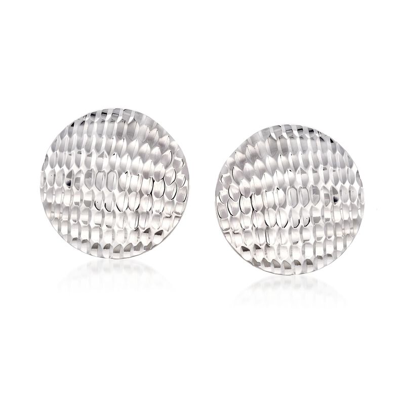 Sterling Silver Textured Circle Disc Earrings image number 0