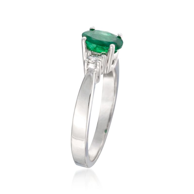 .40 Carat Emerald and .15 ct. t.w. Diamond Ring in 14kt White Gold image number 1