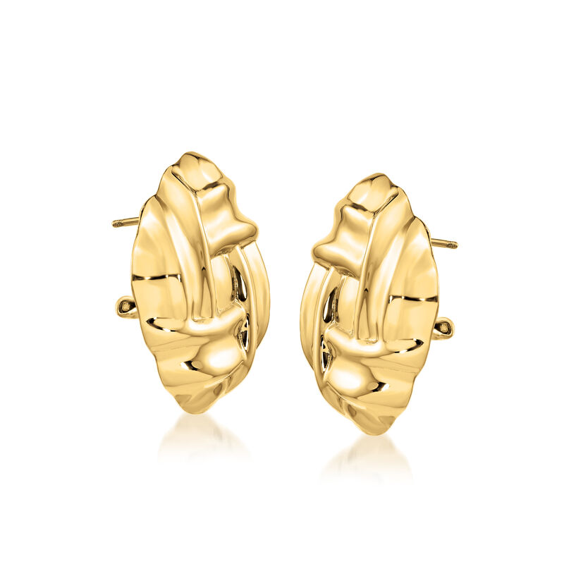 14kt Yellow Gold Basketweave Square Earrings image number 2