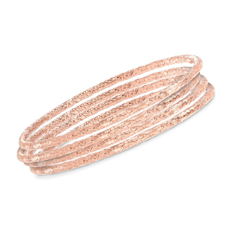 Italian 22kt Rose Gold Over Sterling Jewelry Set: Four Textured Bangle Bracelets image number 0