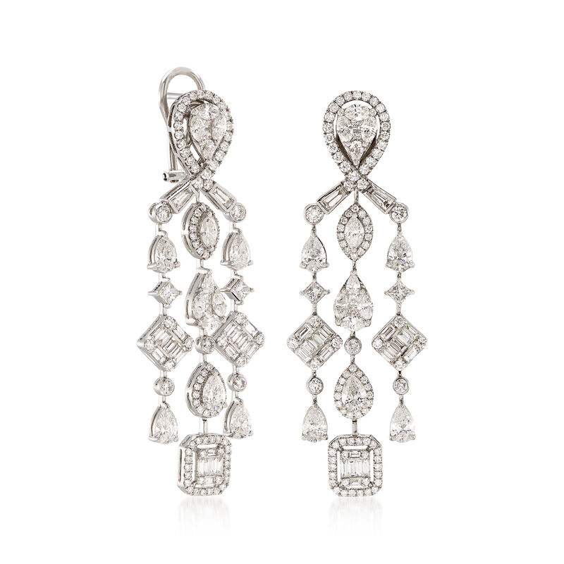 7.47 ct. t.w. Multi-Shaped Diamond Chandelier Earrings in 18kt White Gold image number 2