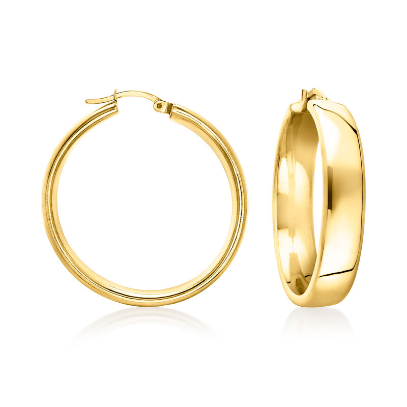 14kt Yellow Gold-Plated Hoop Earrings. 1 1/2" image number 0