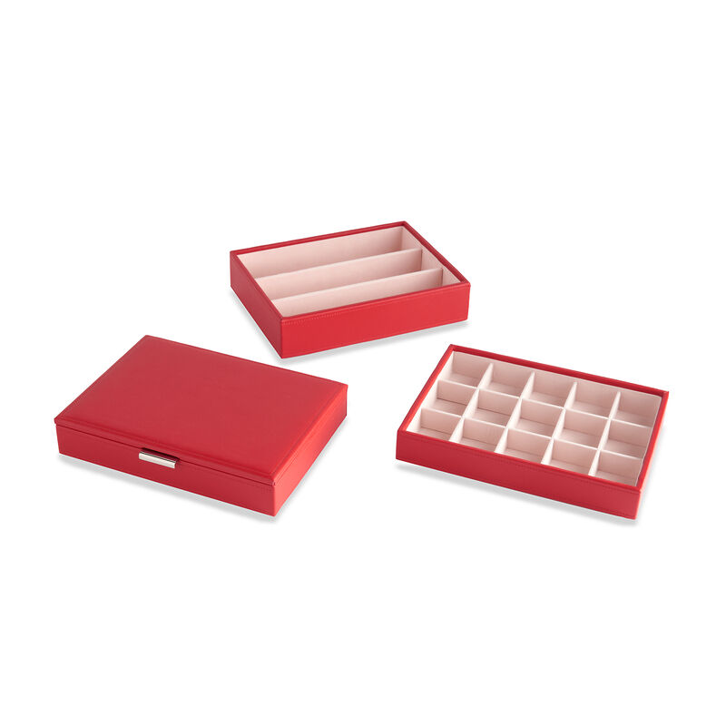 Mele & Co. "Allie" Red Faux Leather Stacking Jewelry Box image number 3