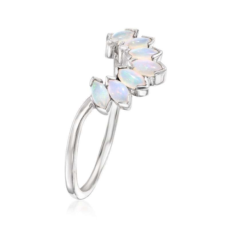 C. 1990 Vintage Opal Curved Ring in 14kt White Gold. Size 8 image number 2