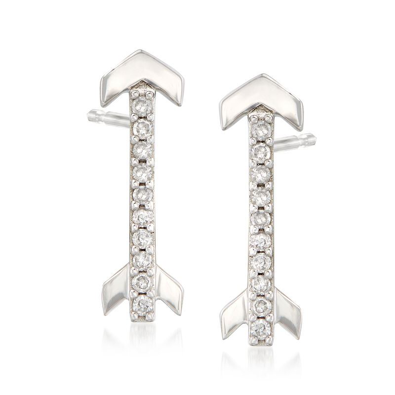 .10 ct. t.w. Diamond Arrow Earrings in 14kt White Gold image number 0