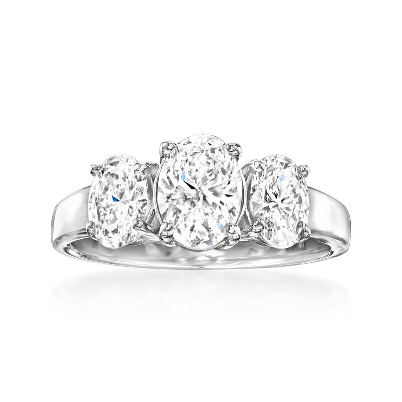 2.00 ct. t.w. Lab-Grown Diamond Three-Stone Ring in 14kt White Gold. Size 5 image number 0