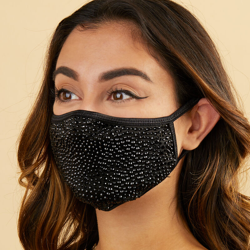 Natalie Mills "Destiny" Set of 2 Black and Gold Austrian Crystal Face Masks with Extra Filters image number 2