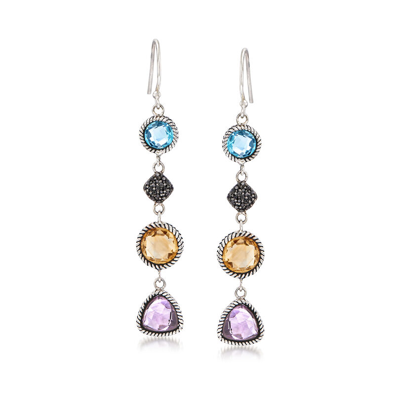 8.00 ct. t.w. Multi-Gem Drop Earrings in Sterling Silver image number 0