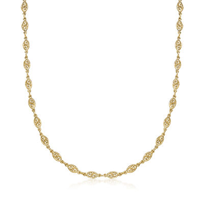 14kt Yellow Gold-Plated Filigree-Link Necklace