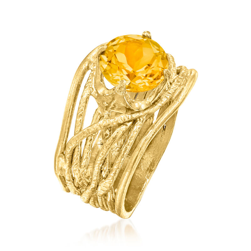 1.60 Carat Citrine Textured Openwork Ring in 18kt Gold Over Sterling image number 2