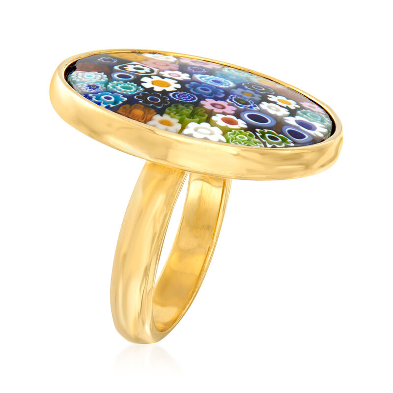Italian Murano Millefiori Round-Top Ring in 18kt Gold Over Sterling image number 2