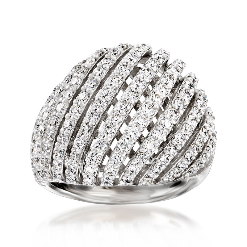 C. 1990 Vintage 1.26 ct. t.w. Diamond Cocktail Ring in 14kt Whte Gold. Size 6.5 image number 0