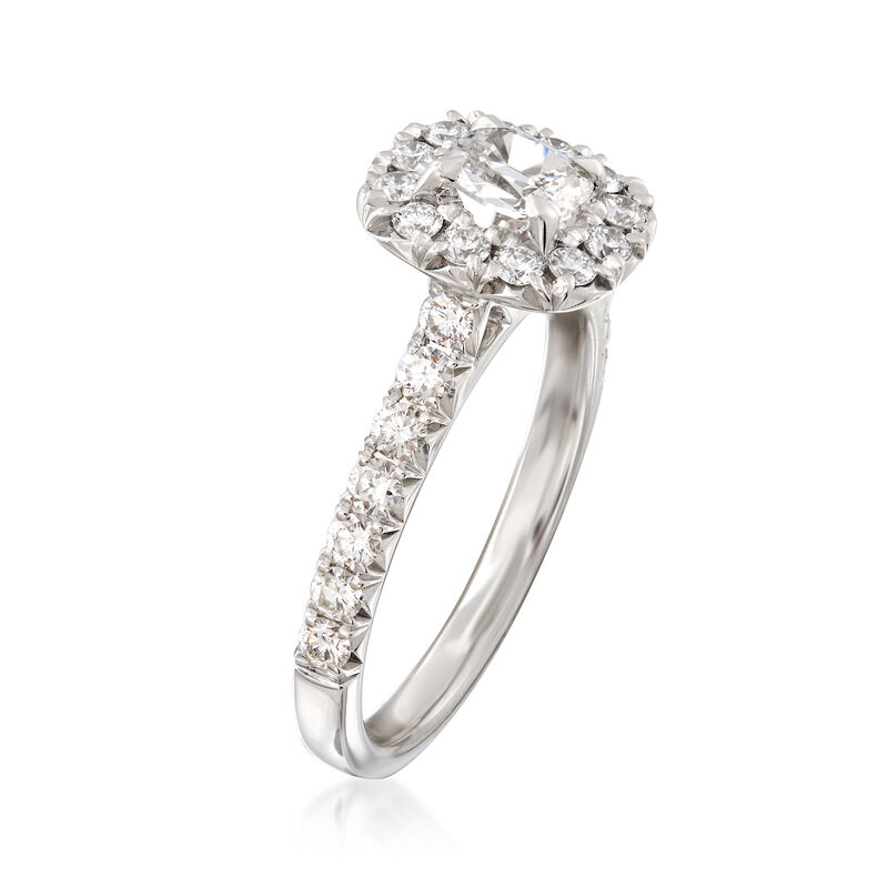 Henri Daussi .99 ct. t.w. Diamond Halo Engagement Ring in 18kt White Gold image number 2