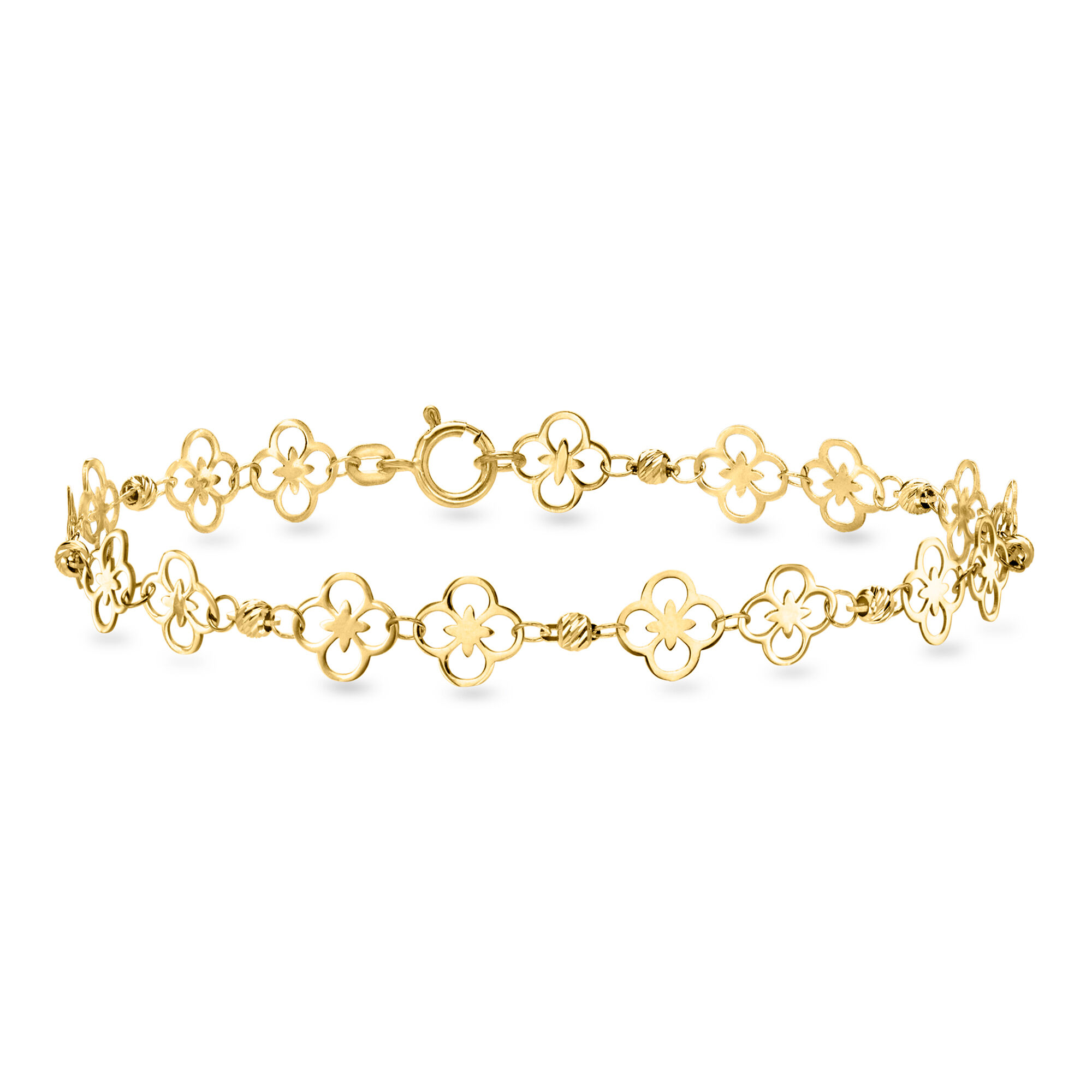 Italian 10kt Yellow Gold Floral Ricami Bead Station Bracelet