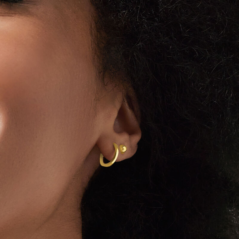 14kt Yellow Gold Huggie Hoop Earrings. 3/8&quot; image number 2