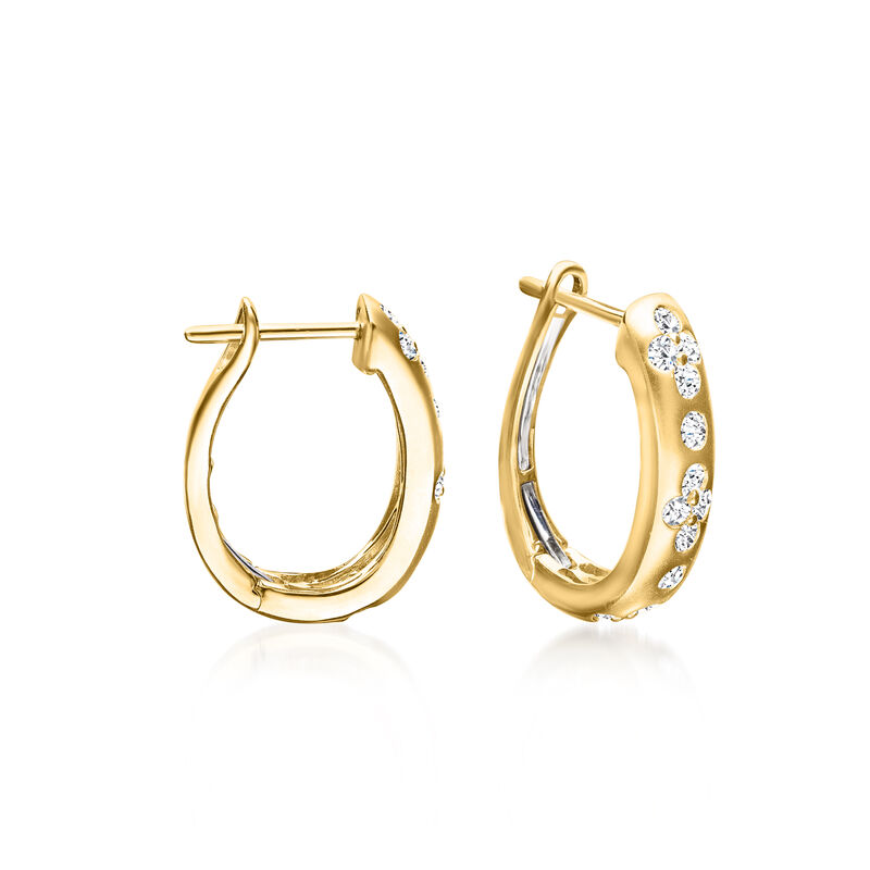 .75 ct. t.w. Diamond Clover-Pattern Hoop Earrings in 14kt Yellow Gold. 5/8" image number 0