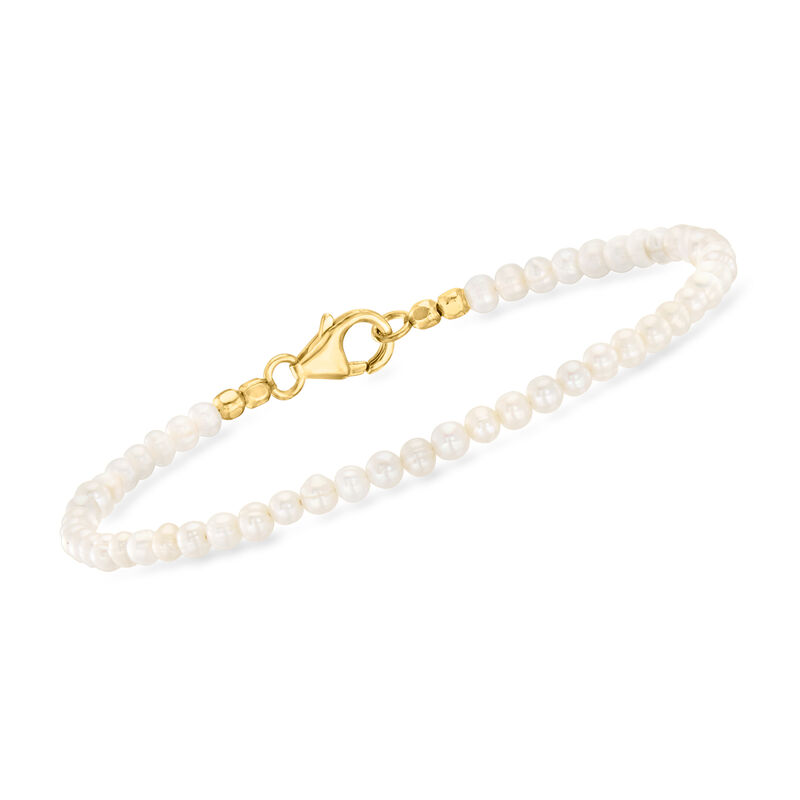 3-3.5mm Cultured Pearl Bead Bracelet in 18kt Gold Over Sterling image number 0