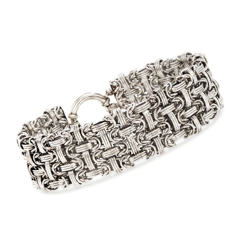 Sterling Silver Basketweave Bracelet. 8" image number 0